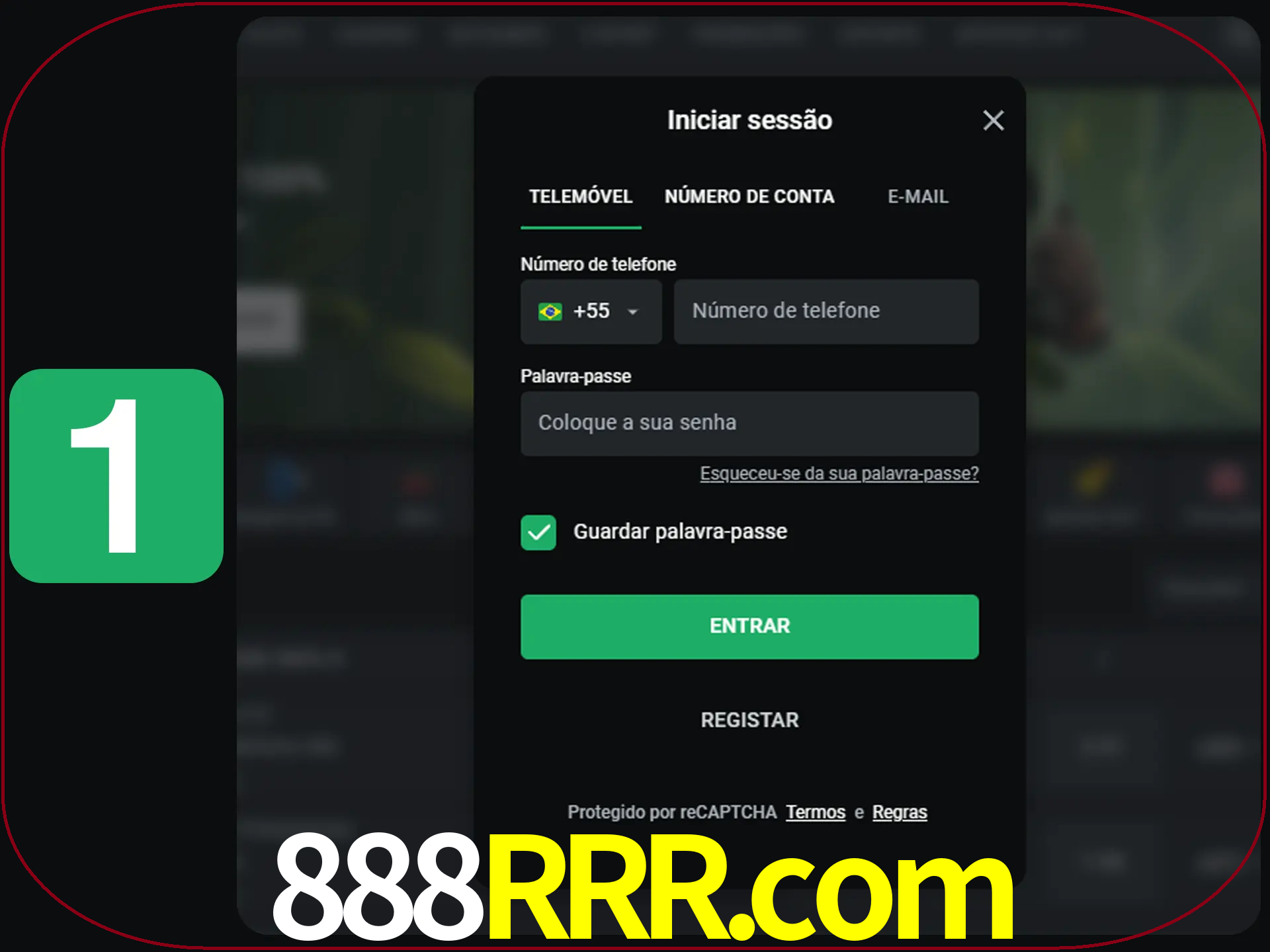 Clique no botão Entrar.